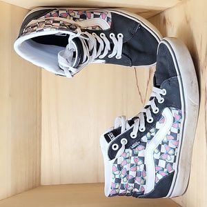 Vans Unisex Filmore High Top Canvas Sneaker - Butterfly Checkerboard Multicolor